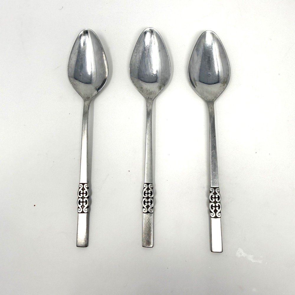 International Stainless Deluxe Danish Scroll Tablespoons Set of 3 Spoons 7.25 in